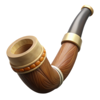 magnificent dynamic renaissance Hyper-specific, professional render of a tribal elder's carved wooden pipe with a bone stem with Transparent Background sharp png