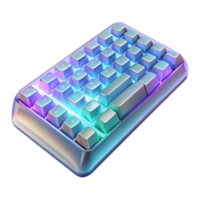 captivating unforgettable Concept art style, isolated cutout of a futuristic, transparent computer keyboard with holographic keys with Transparent Background png