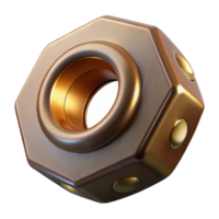 enchanting rare Steampunk nut with hexagonal shape and brass finish with Transparent Background png