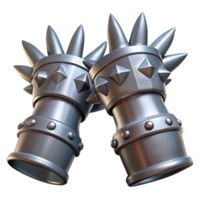striking ethereal geometric A pair of gauntlets, steel, adorned with spikes with Transparent Background sharp png