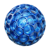 elegant artistic A single, translucent blue glass orb with intricate fractal patterns inside with Transparent Background masterfully captured png
