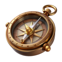 glorious intense avant-garde Steampunk compass with ornate brass casing and rotating needle with Transparent Background top-tier png