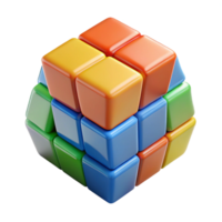 procurados contemporâneo uma rotativo rubik's cubo resolução intermediária com vibrante, lustroso cores com transparente fundo profissional png