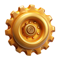 impressive memorable A golden spiral shell made of interconnected gears and cogs with Transparent Background png