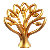 magnificent dynamic mid-century A stylized tree of life made of flowing, golden lines with Transparent Background precision png