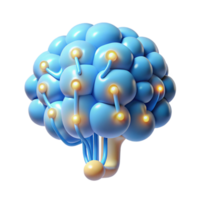 picturesque creative A single, stylized brain composed of glowing binary code with Transparent Background 8K png