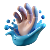 wonderful unforgettable A stylized human hand reaching out, made of flowing water with Transparent Background png