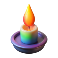 inspired abstract A single, burning candle flame with a multicolored aura with Transparent Background precision png
