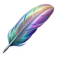 hypnotic quintessential A single, floating feather with iridescent, shimmering barbs with Transparent Background png