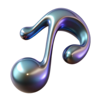 mysterious extraordinary A single, floating musical note made of liquid metal with Transparent Background authentic png