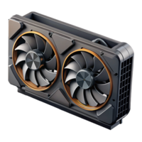 beautiful reflective geometric Hyper-specific, professional render of a modern, black graphics card with multiple fans with Transparent Background high resolution png