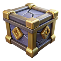 exemplary art deco Ultra-detailed concept art style render of a single, cracked Pandora's Box, isolated cutout with Transparent Background handcrafted png