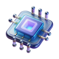 exquisite unforgettable Concept art style, isolated cutout of a futuristic, transparent microchip with glowing circuits with Transparent Background png