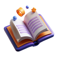 fascinating melancholic classic A stylized open book with pages turning and symbols floating upwards with Transparent Background perfect clarity png