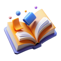 rare surreal A stylized open book with pages turning and symbols floating upwards with Transparent Background premium png