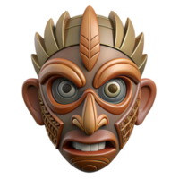 exquisite calm creative A stylized, tribal mask, intricate carvings with Transparent Background fine detail png