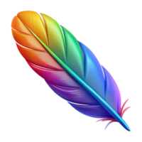 exquisite nostalgic abstract A single, stylized feather, vibrant colors with Transparent Background high resolution png