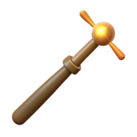 magnificent mid-century A simple wooden wand, emitting a faint glow with Transparent Background authentic png