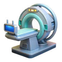 vibrant rare Photorealistic, hyper-specific render of an advanced medical scanner with intricate sensors and displays, isolated cutout with Transparent Background png