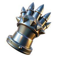 fascinating tranquil mid-century Hyper-specific, professional render of a single, gleaming, metal gauntlet with spikes with Transparent Background elite png