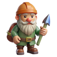 glorious dramatic organic A cartoon-style, grumpy dwarf with a pickaxe with Transparent Background artisan png