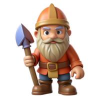 enchanting exceptional A cartoon-style, grumpy dwarf with a pickaxe with Transparent Background png