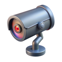 beautiful unparalleled Photorealistic, hyper-specific, isolated cutout of a high-tech security camera with glowing infrared lens with Transparent Background png