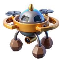 quintessential traditional Concept art style, hyper-specific isolated cutout of a space mining drone, resource extraction technology with Transparent Background premium png