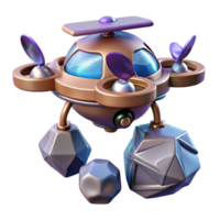 elegant reflective surreal Concept art style, hyper-specific isolated cutout of a space mining drone, resource extraction technology with Transparent Background authentic png