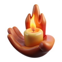 gorgeous dynamic impressionist A burning candle flame forming the shape of a human hand with Transparent Background impeccable png
