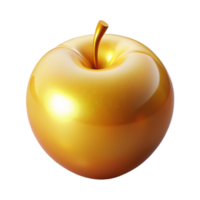 imaculado quintessencial conceito arte estilo, isolado Cortar fora do uma solteiro dourado maçã do hespérides, irradiando uma suave brilho com transparente fundo png