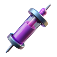 exquisite coveted Isolated cutout of a photorealistic, ultra-detailed, professional render of a single cyberpunk syringe filled with nanites with Transparent Background png