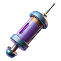 exquisite creative Isolated cutout of a photorealistic, ultra-detailed, professional render of a single cyberpunk syringe filled with nanites with Transparent Background studio quality png