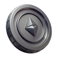 vibrant ethereal renaissance Isolated cutout, concept art style, hyper-specific render of a single Stygian iron coin with Transparent Background impeccable png