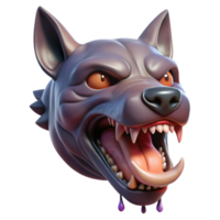 gorgeous playful minimalist Ultra-detailed, isolated cutout, photorealistic render of Cerberus's middle head, snarling, saliva dripping with Transparent Background fine detail png