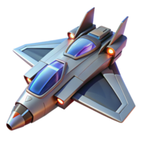 enchanting bold creative Concept art style, isolated cutout of a single, futuristic spaceship, fighter class with Transparent Background refined png