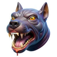 mysterious immaculate Ultra-detailed, isolated cutout, photorealistic render of Cerberus's middle head, snarling, saliva dripping with Transparent Background high resolution png