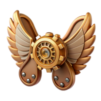 glorious traditional Steampunk wings made of gears, clockwork, and leather straps with Transparent Background gallery standard png