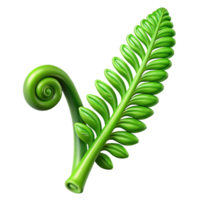 serene impressionist Green fern frond, unfurling with Transparent Background artisan png