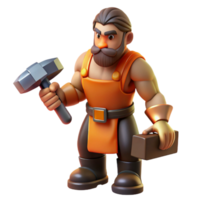 glorious distinguished Hephaestus, god of the forge, holding a hammer with Transparent Background png