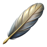 glorious playful renaissance Isolated cutout, ultra-detailed professional render of a single feather from a Valkyrie's helm with Transparent Background artisan png