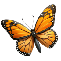 dynamic magnificent Monarch butterfly, wings open with Transparent Background museum quality png