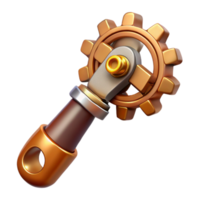 captivating memorable Steampunk wrench with adjustable gears and a brass handle with Transparent Background png