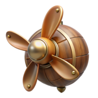 whimsical stunning Steampunk airship propeller made of polished wood and copper with Transparent Background elite png