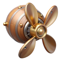 mesmerizing rustic Steampunk airship propeller made of polished wood and copper with Transparent Background premium png