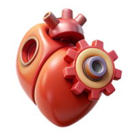mysterious splendid Concept art style, isolated cutout of a biomechanical heart with exposed gears and pistons with Transparent Background crisp png