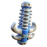 iconic minimalist Professional render, concept art style, biomechanical spine with integrated hydraulics, isolated cutout with Transparent Background precision png