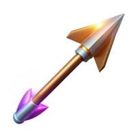 glorious memorable A detailed arrow, fletching and metal tip, magical glow with Transparent Background png