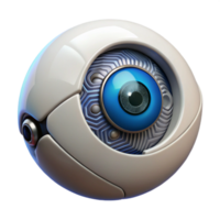 distinguished renaissance Photorealistic, isolated cutout of a biomechanical eye with integrated circuitry, ultra-detailed with Transparent Background detailed png