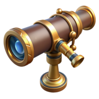 pristine avant-garde Steampunk telescope with brass tubing and magnifying lenses with Transparent Background high quality png